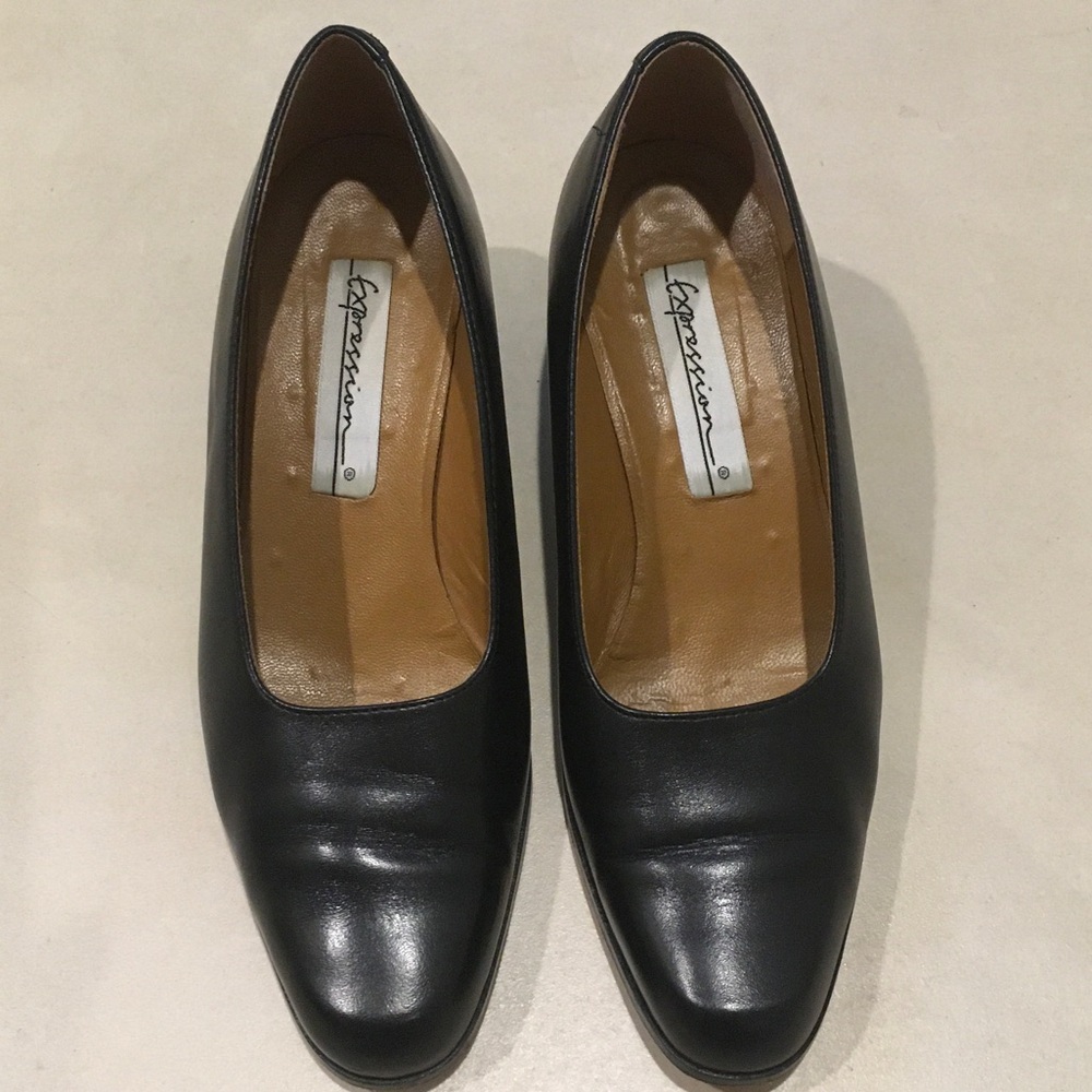 Expressions Black Leather Heels